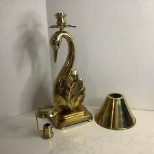 Vintage Mid Century Modern Brass Swan Candle Stick Lamp 14