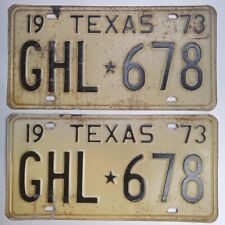 Texas 1973 Vintage License Plate Pair GHL-678 picture