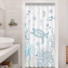 Lifeella Nautical Coastal Turtle Shower Curtain, 36"×72", Blue  picture