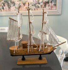 Vintage Wooden Ship Approximately 10 inches long x 9 inches tall picture