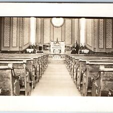 c1910s Church Chapel RPPC Mystery Cathedral Wallpaper Pew Seat Pastor Photo A205 picture