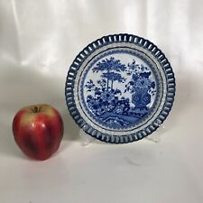 Ca. 1810 English Pearlware Blue Transferware Plate Pierced Arcaded Border picture