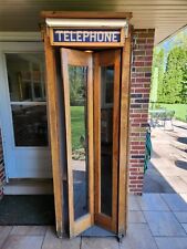 Bell Systems Vintage Wooden Telephone Booth Rotary Pay Phone and Fan  picture