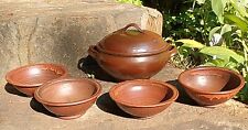 Vintage Betty Foster Pottery Casserole With 4 Bowls Signed Rare picture