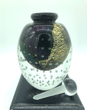 Robert Eickholt Signed 1991 Art Glass Dichroic Gold Leaf Colorful Perfume Bottle picture