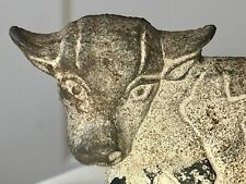 Antique Sweet Faced Doe Eyed Cast Iron Cow Door Stop~6.25”x 6.25”~Great Patina picture