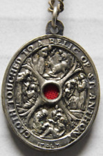 Vintage Italy Relic Medal Necklace - Cloth Touched To A Relic of St. Anthony-old picture
