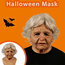 Old Woman Mask Halloween Cosplay Party Latex Realistic Full Masks Headgear USA picture