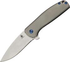 Kizer Gemini Flipper Knife Titanium Handle Stonewash S35VN Plain Edge KI3471 picture