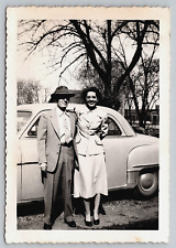 Evansville Indiana, Vintage Automobile Photograph, Man And Woman Dressed Up 1952 picture