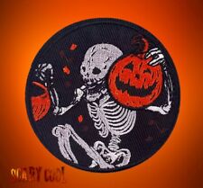 New Skeleton Pumpkin Skull Halloween Horror Embroidered Iron On Patch Biker picture