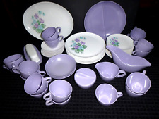 52 Pcs Vtg Mid Century Royalon Melmac Dinnerware Dishes Violet Corsage Purple picture
