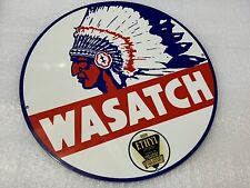 12in WASATCH indian ETHYL Gasoline Motor Oil Vintage Style Heavy Steel Sign picture