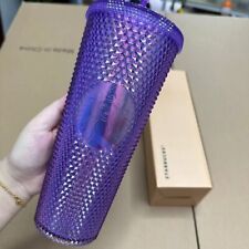 Starbucks Glow Tumbler Cold Drink Cup Matte Diamond Studded Tumbler 24oz picture