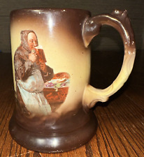 Antique Semi-Vitreous China  J & E Mayer Monk Drinking Beer Dark Brown Tankard picture