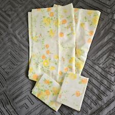 Vintage JC Penney Floral Orange Yellow Green Queen Flat & Pillowcases picture