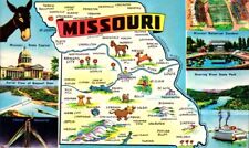 Postcard, Missouri Map, State Capital, River State Park,Memorial Staduim picture