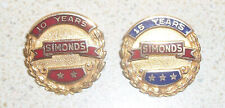 Simonds Saws 10K Gold Vintage Lapel Pins - 10 & 15 year work anniversary 5 Grams picture