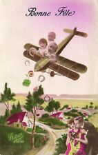 PC CPA MULTIPLE BABIES CHILDREN FANTASY AIRCRAFT AVIATION VINTAGE PC. (b53331) picture