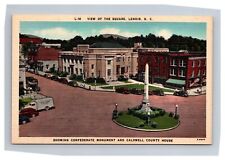 Postcard Lenoir North Carolina Downtown Square and Confederate Monument picture