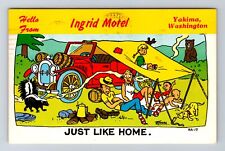 Yakima WA-Washington, Ingrid Motel, Advertisement, Vintage c1973 Postcard picture