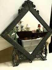 Unique Victorian Metal Mirror / Picture Frame Antique Ornate Diamond Shape picture