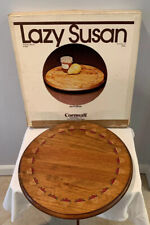 Vintage Cornwall Handcrafted Wood Lazy Susan Country Garden Pattern Original Box picture