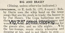 1968 Bobby Darin At The Copacabana NY Description PRESS PROMO 2.5” VINTAGE picture