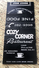 1960s Cozy Corner Restaurant Niagara Falls New York Matchbook Cover Fine Food picture