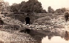 Round Pond Me. Stone Bridge RPPC Vintage Postcard Bristol Maine picture