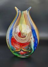 Mid-Century Murano Large Vase - Rainbow Colors - 11 3/4