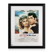 John Travolta Signed Grease Film Poster. Framed picture