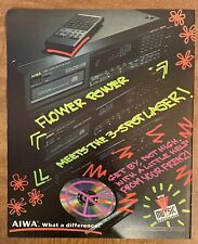 1989 AIWA Stereo Sound System Neon Flower Power 80s Print Ad picture