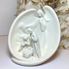 Small One Piece Off-White Ceramic Nativity Scene in Angel Wings picture