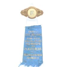 CONN. STATE BRICKLAYERS AND MASONS PLASTERERS UNION ANTIQUE RIBBON PIN picture