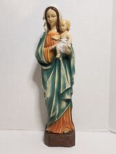 Vintage Blessed Virgin Mary Holding the Infant Jesus Resin Statue 13” Tall picture