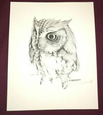 Vtg E.F ERNEST MUEHLMATT OWL PRINT Hand Signed MARYLAND SHORE NATURE ARTIST Art picture