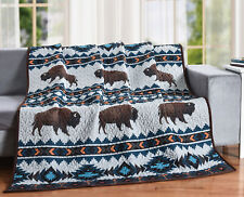 Bison Buffalo Blue Cozy Plush Quilted Throw Blanket 50 x 60 picture