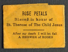 SAINT THERESE Antique CATHOLIC RELIC Folded Paper BLESSED ROSE PETALS Reliquary picture