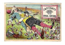 c1890 Trade Card J & P Best Six Cord Spool Cotton, Gulliver & the Liliputians picture