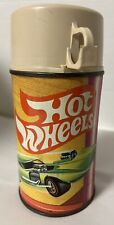 Vintage 1969 Mattel Hot Wheels Red Line Metal Thermos 2804 Tan Lid picture