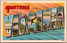 Vintage VIRGINIA Large Letter Postcard Multi-View - Metropolitan Linen c1950s picture