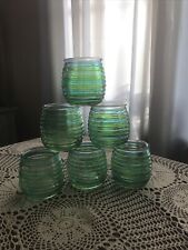 Large Blue & Green Glass Votives Set Of 6 picture