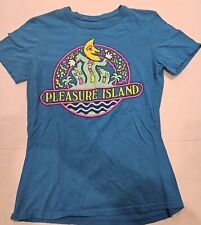 Disney Parks Pleasure Island Vintage Logo Blue Women's T-Shirt Small picture