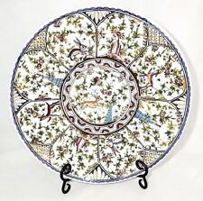 Vtg Berardos Portugal Handpainted & Signed Large Plate With Floral/Animal Design picture