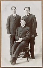3 Young Men In Suits Photograph. Real Photo Postcard. RPPC. picture
