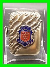 Antique Ornate Match Safe Holder w/ Cornwall One And All Emblem Badge Great Cond picture