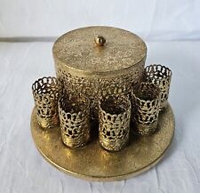 Vintage Victorian Style  Gold Tone Metal Filigree 5Lipstick Holder Cont. Floral picture