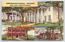 c1940s~Chautauqua New York NY~Denominational Houses~VTG Postcard picture