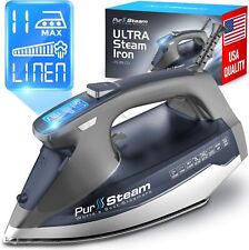 Steam Iron for Clothes 1800W with LCD Screen, Nonstick Ceramic Soleplate picture